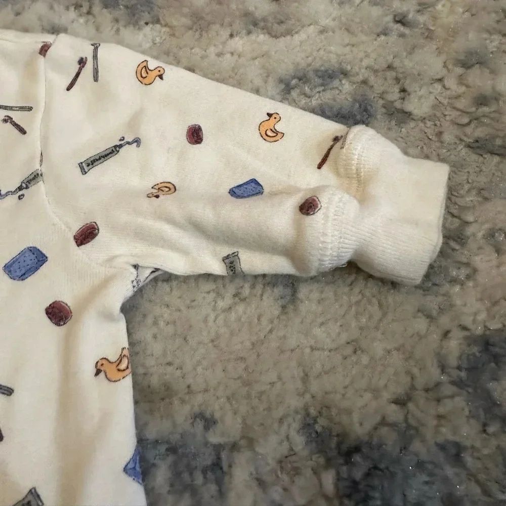 Vitamins Vintage Babycore Bath Time Print Footie Sleeper 0-3M